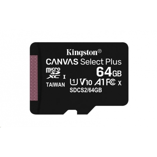 Kingston MicroSDXC karta 64GB micSDXC Canvas Select Plus 100R A1 C10 - 1 ks