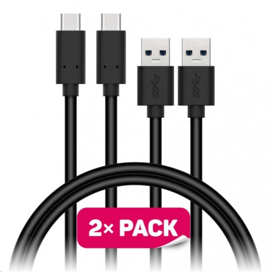 CONNECT IT Wirez USB-C (Type C) -> USB-A, USB 3.1 Gen 1, černý, 1 m (2 ks v balení)