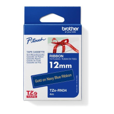 BROTHER TZE-RN34 - kazeta TZ šířky 12mm, TEXTILNÍ páska 4m- pro tvorbu dárků - NELEPÍCÍ - MODRÁ PÁSKA, ZLATÝ POTISK gold BROTHER TZE-RN34 - kazeta TZ šířky 12mm, TEXTILNÍ páska 4m- pro tvorbu dárků - NELEPÍCÍ - MODRÁ PÁSKA, ZLATÝ POTISK gold