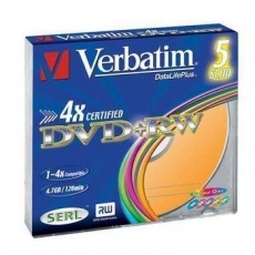 VERBATIM DVD+RW(5-Pack)Slim/Colour//4x/DLP/4.7GB