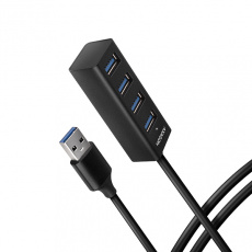 AXAGON HUE-M1AL, 4x USB 3.2 Gen 1 MINI hub, kovový, kabel USB-A 1.2m