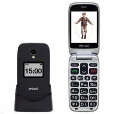EVOLVEO EasyPhone FP, vyklápěcí mobilní telefon 2.8" pro seniory s nabíjecím stojánkem, černá EVOLVEO EasyPhone FP, vyklápěcí mobilní telefon 2.8" pro seniory s nabíjecím stojánkem, černá