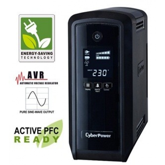 CyberPower PFC SineWave LCD GP UPS 900VA/540W, Schuko zásuvky