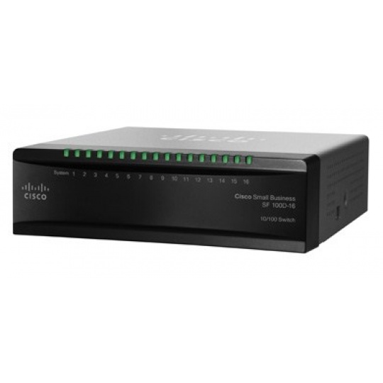 Cisco switch SF110D-16HP-RF, 16x10/100 PoE, REFRESH