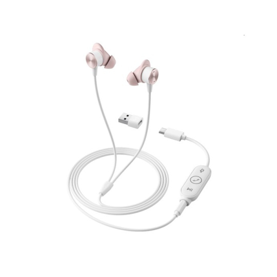 Logitech sluchátka Zone wired Earbuds, drátové, růžová