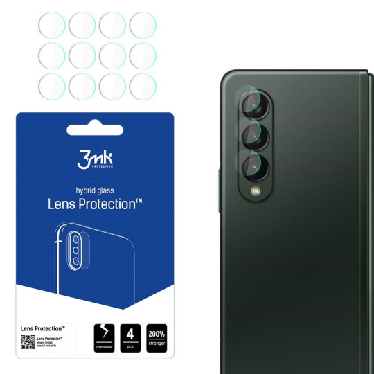 3mk hybridní sklo Lens ochrana kamery pro Samsung Galaxy Z Fold3 5G (4ks)