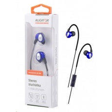 Aligator stereo sluchátka AE03 s mikrofonem, 3,5 mm jack, modrá Aligator stereo sluchátka AE03 s mikrofonem, 3,5 mm jack, modrá