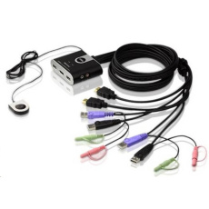 ATEN 2-port HDMI KVM USB2.0 mini, audio, 1.2m kabely, DO ATEN 2-port HDMI KVM USB2.0 mini, audio, 1.2m kabely, DO