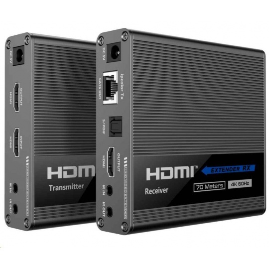 PremiumCord HDMI 2.0 extender Ultra HD 4kx2k@60Hz na 70m zapojení do kaskády