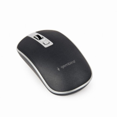 GEMBIRD myš MUSW-4B-06, černo-stříbrná, bezdrátová, USB nano receiver