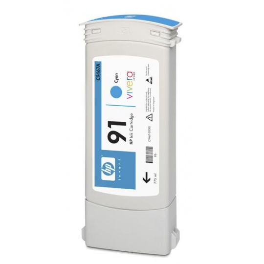 HP 91 Cyan DJ Ink Cart, 775 ml, C9467A