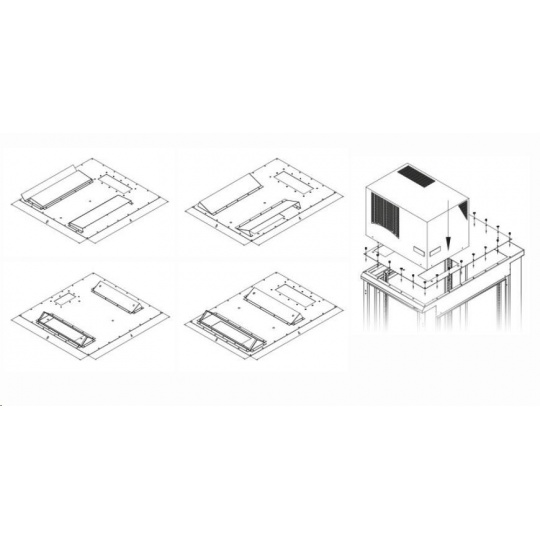 TRITON montážní redukce ke klimatizaci X1 a X2 do hloubky rozvaděče 600 x 1000 mm, šedá