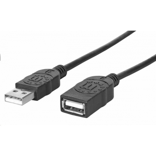 Manhattan USB kabel, USB 2.0, Male na Female, 480 Mbps, 1m, černá