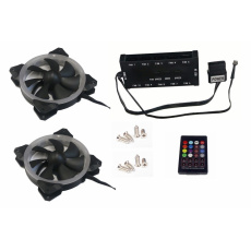 EUROCASE ventilátor RGB 120mm (Turbine blade, FullControl Led), set 2ks + controller