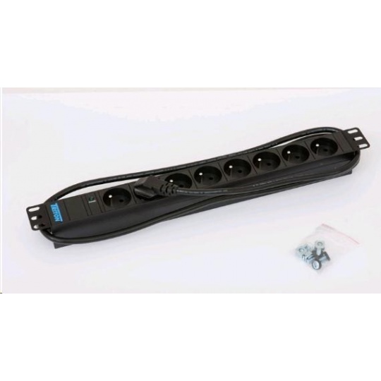 TRITON 19" rozvodný panel 8x230V - 2m, kontrolka, černý TRITON 19" rozvodný panel 8x230V - 2m, kontrolka, černý