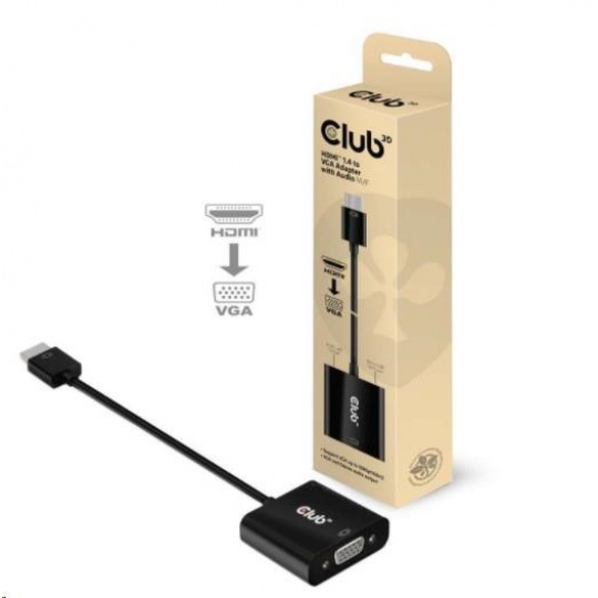 Club3D Adaptér HDMI 1.4 na VGA (M/F), Active with audio