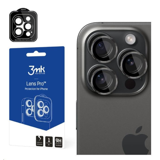 3mk tvrzené sklo Lens Pro ochrana kamery pro Apple iPhone 14 Pro / iPhone 14 Pro Max, grafitová