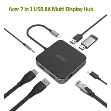ACER 7in1 USB4 8K Multi Display hub: 1 x HDMI + 1 DP + 2 x USB3.2 + 1 x USB C + 1 x RJ45 + 1 x 3.5mm audio port ACER 7in1 USB4 8K Multi Display hub: 1 x HDMI + 1 DP + 2 x USB3.2 + 1 x USB C + 1 x RJ45 + 1 x 3.5mm audio port