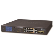 BAZAR - Planet GSD-1222VHP Switch, 8x PoE + 2x 1000Base-T + 2x SFP, LCD,VLAN, extend mód 10Mb do 250m, IEEE 802.3at 120W