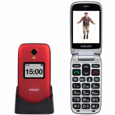 EVOLVEO EasyPhone FP, vyklápěcí mobilní telefon 2.8" pro seniory s nabíjecím stojánkem, červená EVOLVEO EasyPhone FP, vyklápěcí mobilní telefon 2.8" pro seniory s nabíjecím stojánkem, červená