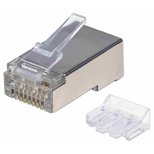 Intellinet konektor RJ45, Cat6A, stíněný STP, 15µ, drát, 90 ks v nádobě