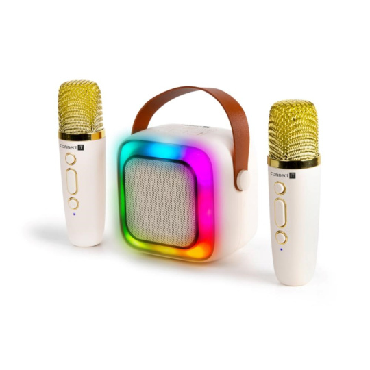 CONNECT IT Karaoke party reproduktor 2Mic, bezdrátový + 2x mikrofon, béžová