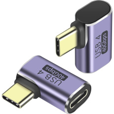 PremiumCord Adaptér USB-C na USB-C, USB 4.0, zahnutý 90°