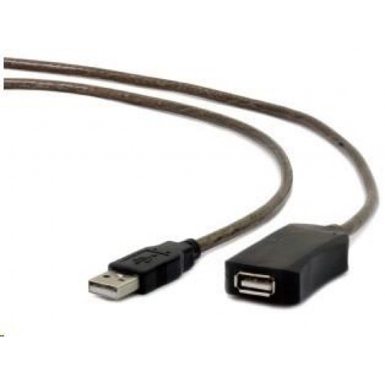 GEMBIRD USB 2.0 aktivní prodlužka, 10m, černá