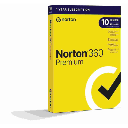 NORTON 360 PREMIUM 75GB +VPN 1 uživatel pro 10 zařízení na 1 rok BOX