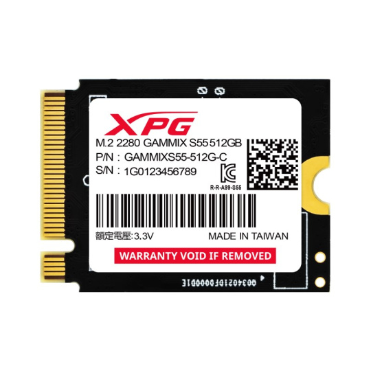 ADATA SSD 512GB XPG GAMMIX S55, PCIe Gen4x4, M.2 2230, (R:5000/ W:3800MB/s)