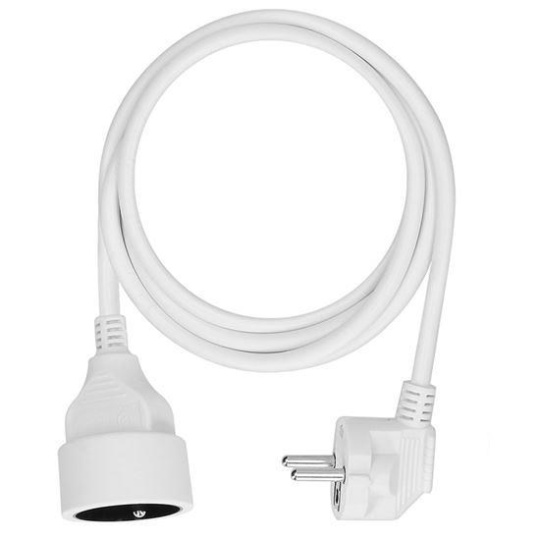 Solight prodlužovací kabel - spojka, 1 zásuvka, bílá, 1,5m
