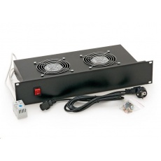 TRITON 19" ventilační jednotka, 2 ventilátory-230V/70W, termostat, černá