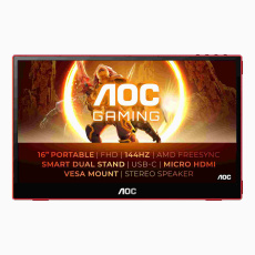 AOC MT IPS LCD WLED 15,6" 16G3 - IPS panel, 1920x1080, 144Hz, microHDMI, USB-C, USB 3.2, repro, prenosny monitor
