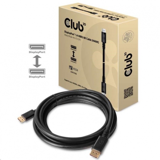 Club3D Kabel DisplayPort 1.4 HBR3, 8K60Hz (M/M), černé koncovky, 4m