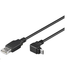 PremiumCord Kabel micro USB 2.0, A-B, konektor do úhlu 90° 1m (černý)