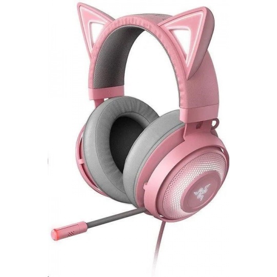 RAZER sluchátka Kraken Kitty, USB Headset, Chroma, Quartz / růžová