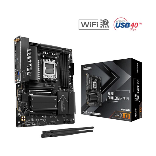 ASRock MB Sc AM5 X870 Challenger WiFi, AMD X870, 4xDDR5, 1xHDMI, 2xUSB4, WiFi ASRock MB Sc AM5 X870 Challenger WiFi, AMD X870, 4xDDR5, 1xHDMI, 2xUSB4, WiFi