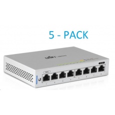 UBNT UniFi Switch US-8, 5-PACK, bez napájecích adaptérů! [8xGigabit, 1xPoE in, 1xPoE out, non-blocking 8Gbps]