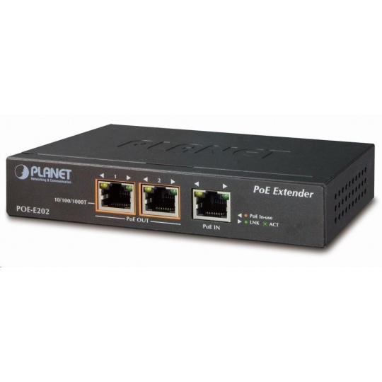 Planet POE-E202 PoE extender, 1xPoE-in, 2xPoE-out 25W, 802.3at/af, Gigabit