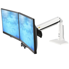 Bílý stolní držák na dva monitory NB F27W