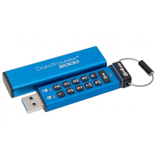 Kingston 64GB USB 3.0 DataTraveler 2000 s klávesnicí a 256bitovým šifrováním