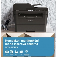 BROTHER multifunkce laserová MFC-L2732DW - A4, 34ppm, 128MB, 600x600copy, USB, WiFi, LAN, 250l, 50ADF, DUPLEX BROTHER multifunkce laserová MFC-L2732DW - A4, 34ppm, 128MB, 600x600copy, USB, WiFi, LAN, 250l, 50ADF, DUPLEX