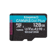 Kingston MicroSDXC karta 128GB Canvas Go! Plus, R:200/W:160MB/s, Class 10, UHS-I, U3, V30, A2 + Bez  Adaptéru Kingston MicroSDXC karta 128GB Canvas Go! Plus, R:200/W:160MB/s, Class 10, UHS-I, U3, V30, A2 + Bez  Adaptéru