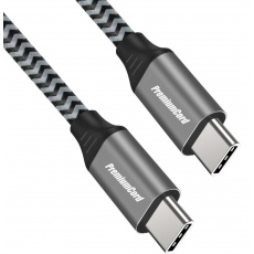 PREMIUMCORD Kabel USB-C M/M, 100W 20V/5A 480Mbps bavlněný oplet, 1m PREMIUMCORD Kabel USB-C M/M, 100W 20V/5A 480Mbps bavlněný oplet, 1m