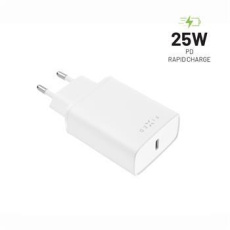 FIXED nabíječka do sítě, konektor USB-C. podpora PD, 25 W, bílá FIXED nabíječka do sítě, konektor USB-C. podpora PD, 25 W, bílá