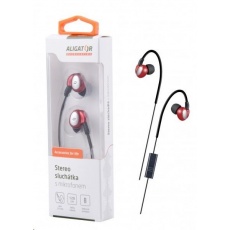 Aligator stereo sluchátka AE03 s mikrofonem, 3,5 mm jack, červená Aligator stereo sluchátka AE03 s mikrofonem, 3,5 mm jack, červená
