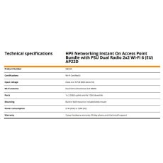 HPE Networking Instant On Access Point Bundle with PSU Dual Radio 2x2 Wi-Fi 6 (EU) AP22D