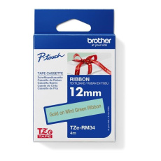 BROTHER TZE-RM34 - kazeta TZ šířky 12mm, TEXTILNÍ páska 4m- pro tvorbu dárků - NELEPÍCÍ - MÁTOVÁ PÁSKA ZLATÝ POTISK gold BROTHER TZE-RM34 - kazeta TZ šířky 12mm, TEXTILNÍ páska 4m- pro tvorbu dárků - NELEPÍCÍ - MÁTOVÁ PÁSKA ZLATÝ POTISK gold