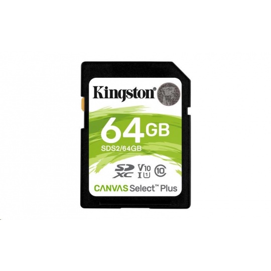 Kingston SDXC karta 64GB SecureDigital Canvas Select Plus (SDXC) 100R Class 10 UHS-I