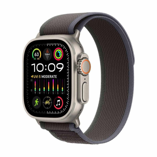 APPLE Watch Ultra 2 GPS + Cellular, 49mm Titanium Case with Blue/Black Trail Loop - S/M